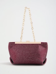 Lipsy Burgundy Red Sparkle Wing Frame Clutch Bag - Image 6 of 8