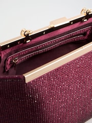 Lipsy Burgundy Red Sparkle Wing Frame Clutch Bag - Image 8 of 8