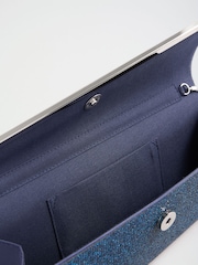 Lipsy Navy Asymmetrical Glitter Clutch - Image 4 of 4