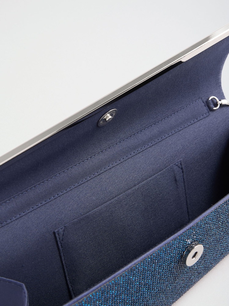 Lipsy Navy Asymmetrical Glitter Clutch - Image 4 of 4