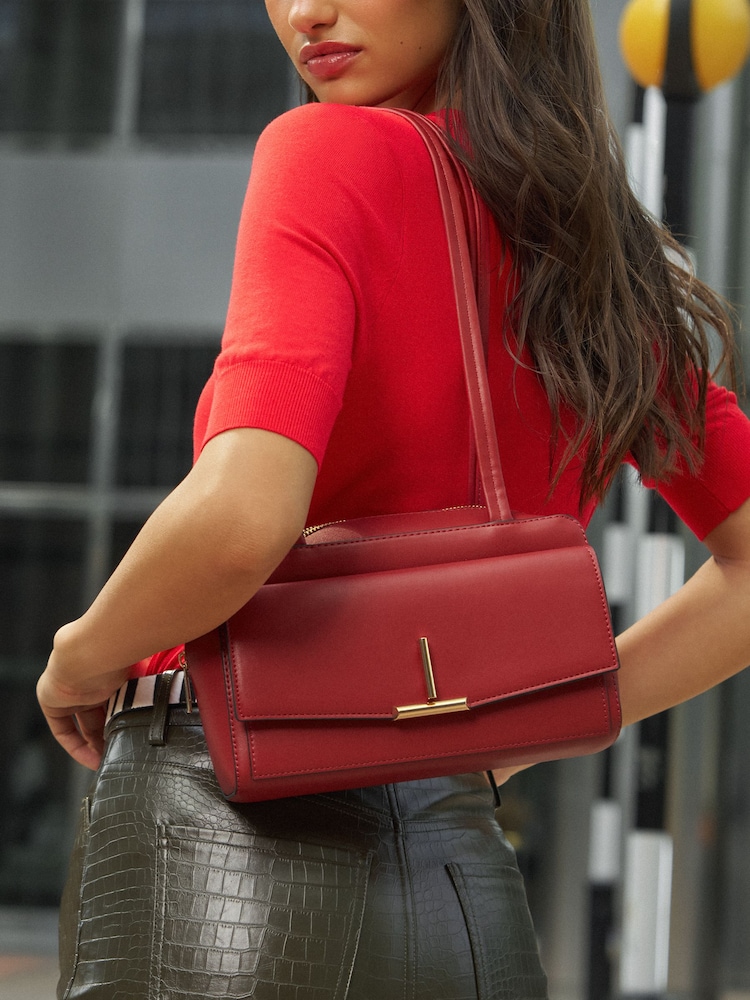 Lipsy Red T-Bar Boxy Shoulder Bag - Image 1 of 3