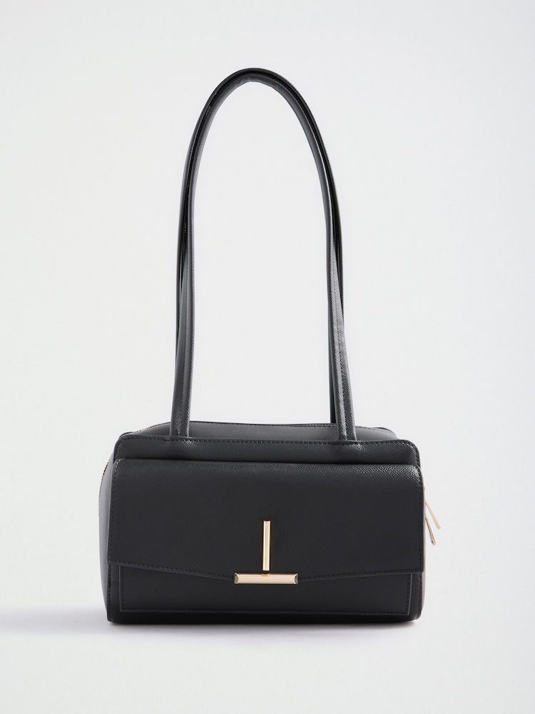 Lipsy Black T-Bar Boxy Shoulder Bag - Image 1 of 4