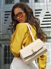 Lipsy Cream T-Bar Boxy Shoulder Bag - Image 1 of 3