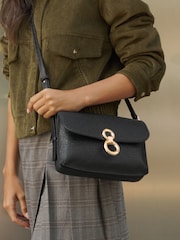 Lipsy Black Textured Hardware Satchel Cross-Body Bag - Image 1 of 2