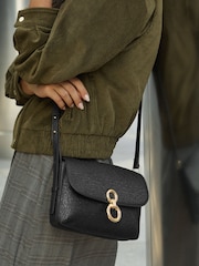 Lipsy Black Textured Hardware Satchel Cross-Body Bag - Image 2 of 2
