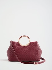 Lipsy Burgundy Red Weave Top Handle Tote Bag - Image 1 of 4