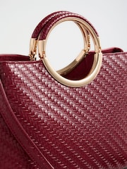 Lipsy Burgundy Red Weave Top Handle Tote Bag - Image 2 of 4