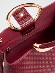 Lipsy Burgundy Red Weave Top Handle Tote Bag - Image 3 of 4