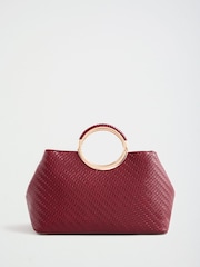Lipsy Burgundy Red Weave Top Handle Tote Bag - Image 4 of 4
