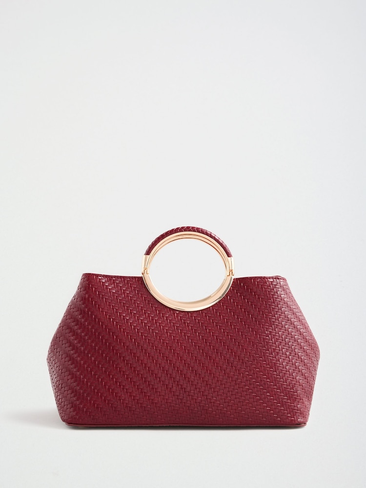 Lipsy Burgundy Red Weave Top Handle Tote Bag - Image 4 of 4 Lipsy Burgundy Red Weave Top Handle Tote Bag - Image 4 of 4