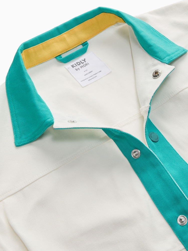 Sobrecamisa de sarga de algodón suave con bloques de color de KIDLY by MORI - Imagen 5 de 5