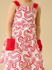 KIDLY by MORI Red Soft Cotton Poplin Swirl Red Dress - Image 2 of 5