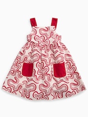 KIDLY by MORI Red Soft Cotton Poplin Swirl Red Dress - Image 4 of 5