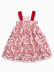 KIDLY by MORI Red Soft Cotton Poplin Swirl Red Dress - Image 5 of 5