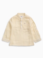 KIDLY by MORI Yellow Soft Cotton Musliin Stripe Shirt - Image 3 of 3