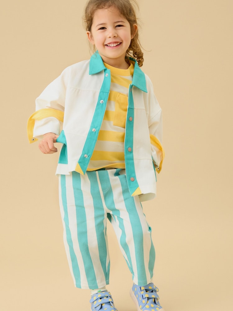 KIDLY by MORI Soft Cotton Wide Stripe Trousers - Imagen 1 de 6