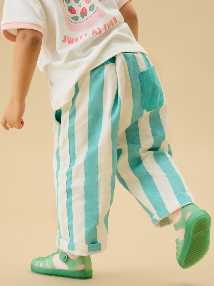 KIDLY by MORI Soft Cotton Wide Stripe Trousers - Imagen 2 de 6