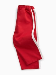 KIDLY by MORI Red Soft Cotton Side Stripe Relaxed Fit Trousers - Image 5 of 6