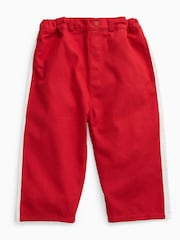 KIDLY by MORI Red Soft Cotton Side Stripe Relaxed Fit Trousers - Image 6 of 6