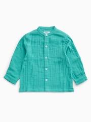 KIDLY by MORI Green Soft Cotton Muslin Shirt - Image 4 of 5