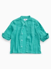 KIDLY by MORI Green Soft Cotton Muslin Shirt - Image 5 of 5