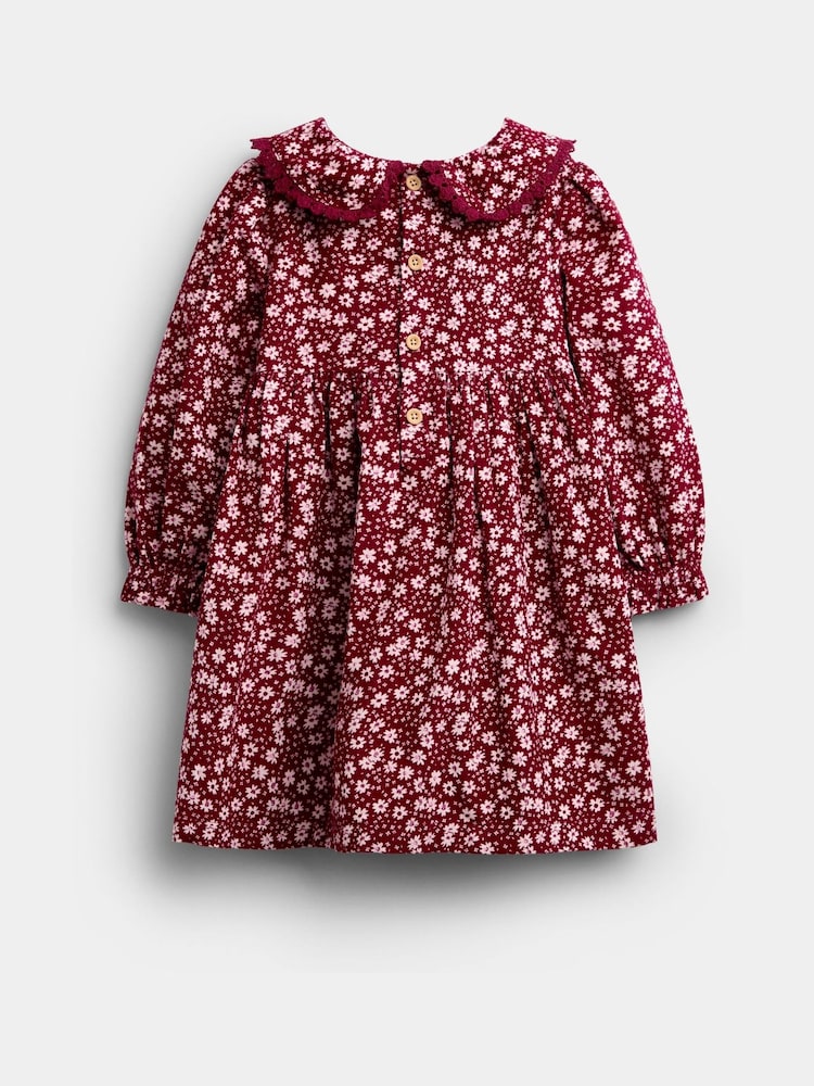 JoJo Maman Bébé Berry Red Floral Smocked Cord Dress - Image 2 of 4 JoJo Maman Bébé Berry Red Floral Smocked Cord Dress - Image 2 of 4
