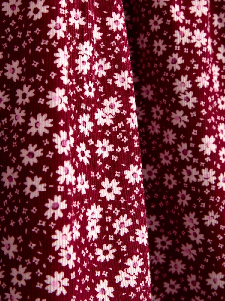 JoJo Maman Bébé Berry Red Floral Smocked Cord Dress - Image 4 of 4 JoJo Maman Bébé Berry Red Floral Smocked Cord Dress - Image 4 of 4