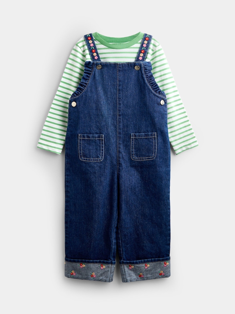 JoJo Maman Bébé Embroidered Dungarees & T-Shirt Set - Bilde 1 av 7