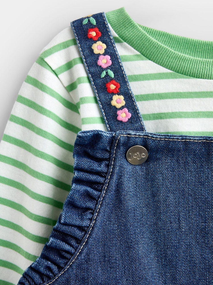 JoJo Maman Bébé Embroidered Dungarees & T-Shirt Set - Bilde 7 av 7