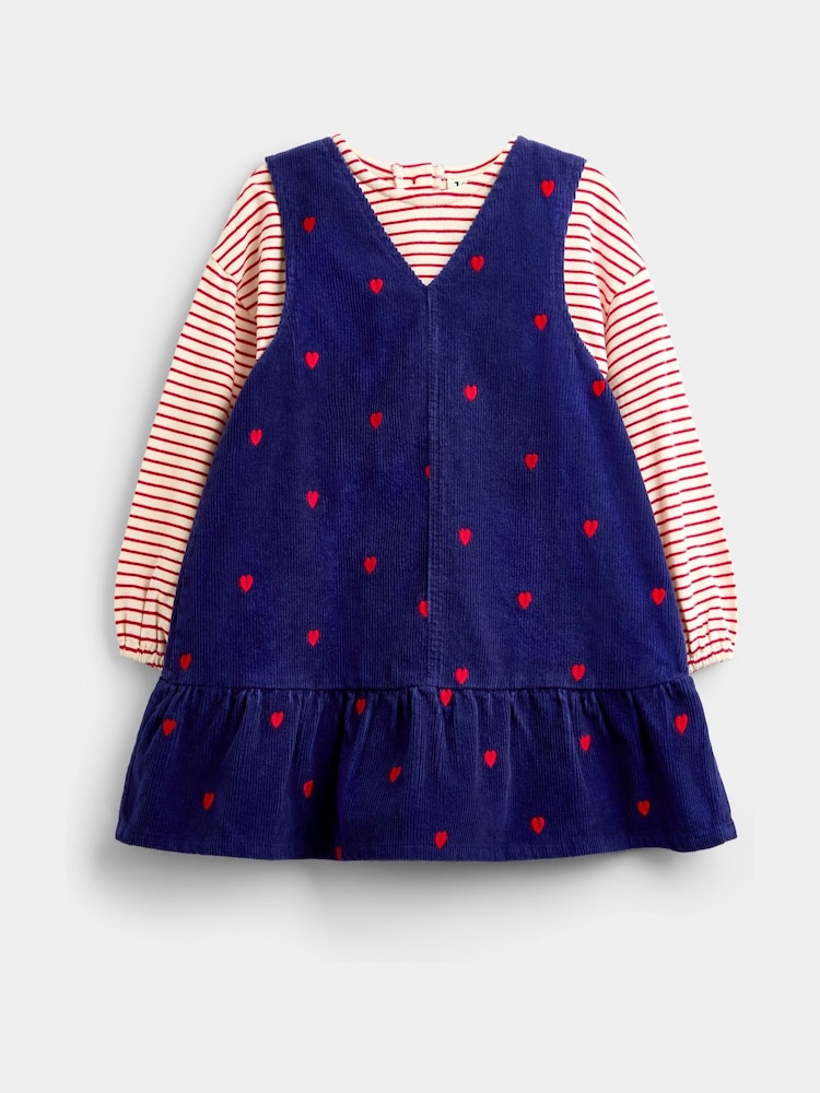 JoJo Maman Bébé Navy Blue Rose Embroidered Pinny And Top Set - Image 1 of 6 JoJo Maman Bébé Navy Blue Rose Embroidered Pinny And Top Set - Image 1 of 6