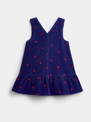 JoJo Maman Bébé Navy Blue Rose Embroidered Pinny And Top Set - Image 4 of 6