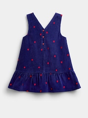 JoJo Maman Bébé Navy Blue Rose Embroidered Pinny And Top Set - Image 5 of 6