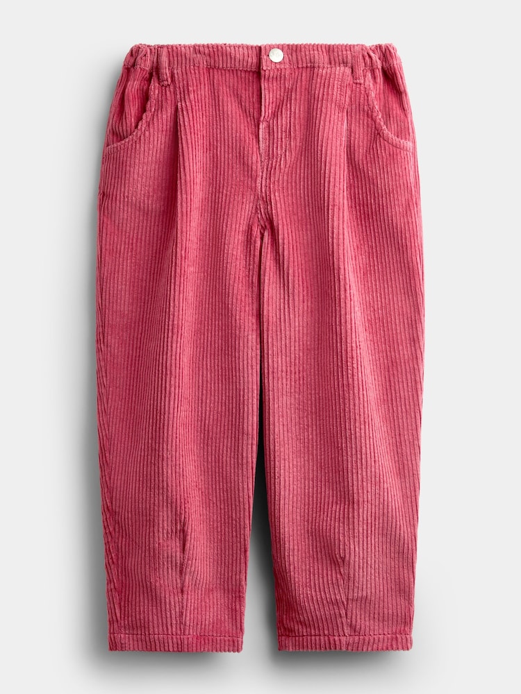 JoJo Maman Bébé Berry Pink Cord Heart Pocket Barrel Leg Trousers - Image 1 of 4 JoJo Maman Bébé Berry Pink Cord Heart Pocket Barrel Leg Trousers - Image 1 of 4