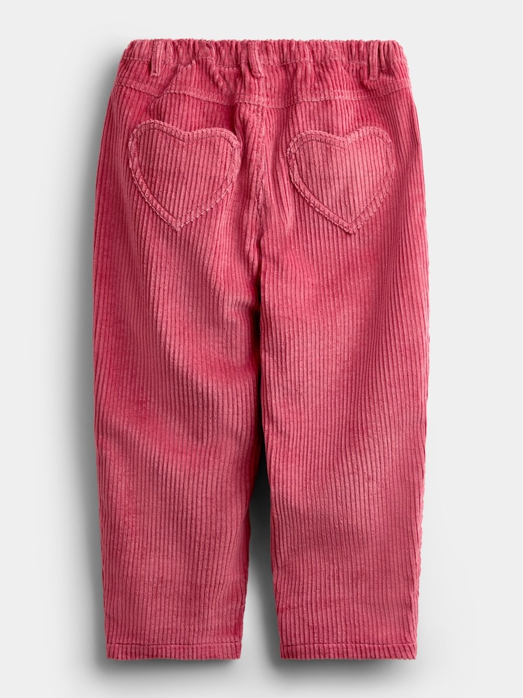 JoJo Maman Bébé Berry Pink Cord Heart Pocket Barrel Leg Trousers - Image 2 of 4 JoJo Maman Bébé Berry Pink Cord Heart Pocket Barrel Leg Trousers - Image 2 of 4