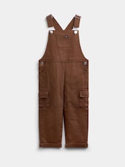 JoJo Maman Bébé Brown Stripe Top & Twill Dungaree Set - Image 4 of 5