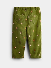 JoJo Maman Bébé Khaki Green Toadstool Embroidered Cord Trousers - Image 2 of 4
