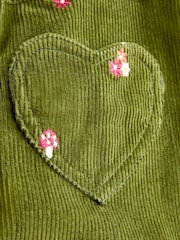 JoJo Maman Bébé Khaki Green Toadstool Embroidered Cord Trousers - Image 3 of 4