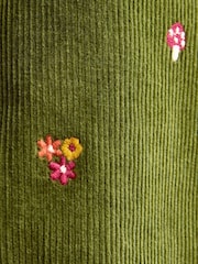 JoJo Maman Bébé Khaki Green Toadstool Embroidered Cord Trousers - Image 4 of 4