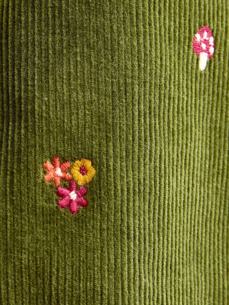 JoJo Maman Bébé Khaki Green Toadstool Embroidered Cord Trousers - Image 4 of 4 JoJo Maman Bébé Khaki Green Toadstool Embroidered Cord Trousers - Image 4 of 4