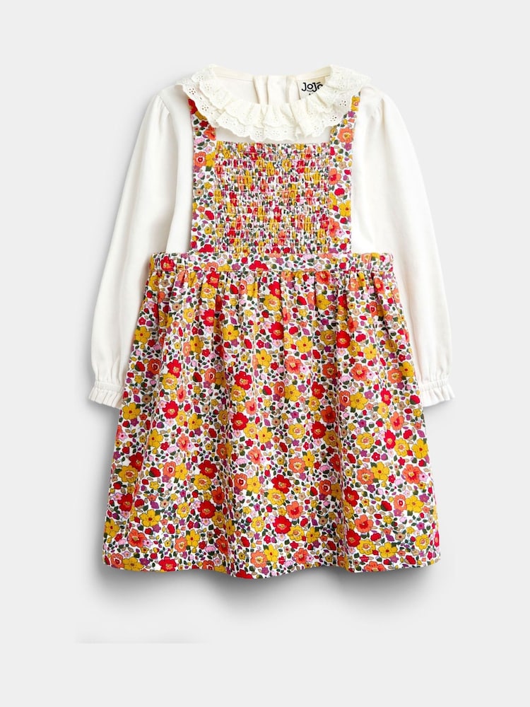 JoJo Maman Bébé Rust Orange Ditsy Floral Cord Smocked Pinny & Body Set - Image 1 of 6 JoJo Maman Bébé Rust Orange Ditsy Floral Cord Smocked Pinny & Body Set - Image 1 of 6