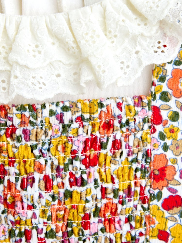 JoJo Maman Bébé Rust Orange Ditsy Floral Cord Smocked Pinny & Body Set - Image 6 of 6 JoJo Maman Bébé Rust Orange Ditsy Floral Cord Smocked Pinny & Body Set - Image 6 of 6