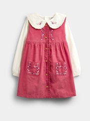 JoJo Maman Bébé Naxışlı Şnurlu Pinafore dress və blouses Set - 7şəkildən 1 şəkil
