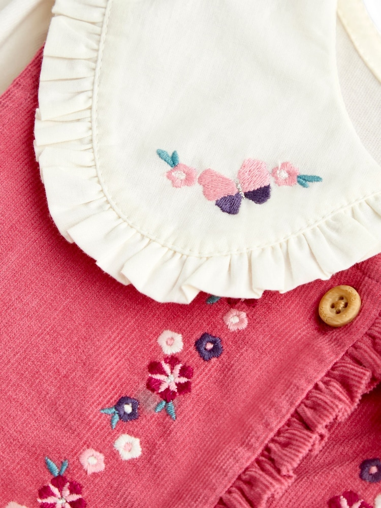 JoJo Maman Bébé Naxışlı Şnurlu Pinafore dress və blouses Set - 7şəkildən 7 şəkil