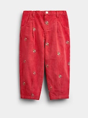JoJo Maman Bébé Rust Orange Woodland Embroidered Cord Trousers - Image 1 of 4
