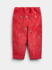 JoJo Maman Bébé Rust Orange Woodland Embroidered Cord Trousers - Image 2 of 4