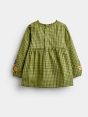 JoJo Maman Bébé Khaki Green Floral Embroidered Smocked Blouse & Legging Set - Image 3 of 6