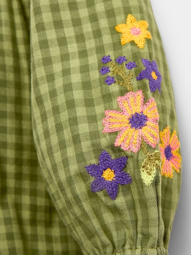JoJo Maman Bébé Khaki Green Floral Embroidered Smocked Blouse & Legging Set - Image 6 of 6 JoJo Maman Bébé Khaki Green Floral Embroidered Smocked Blouse & Legging Set - Image 6 of 6