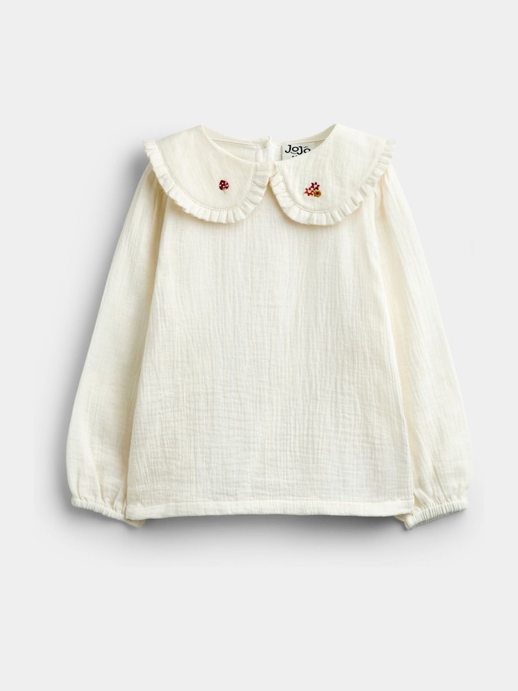 JoJo Maman Bébé Khaki Green Woodland Embroidered Cord Pinafore & Blouse Set - Image 2 of 7 JoJo Maman Bébé Khaki Green Woodland Embroidered Cord Pinafore & Blouse Set - Image 2 of 7