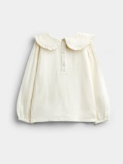 JoJo Maman Bébé Khaki Green Woodland Embroidered Cord Pinafore & Blouse Set - Image 3 of 7