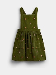JoJo Maman Bébé Khaki Green Woodland Embroidered Cord Pinafore & Blouse Set - Image 4 of 7